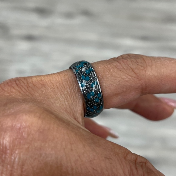 New 8mm Tungsten dome cable chain blue Beads inlay sizes 7 to 15 - Picture 8 of 10